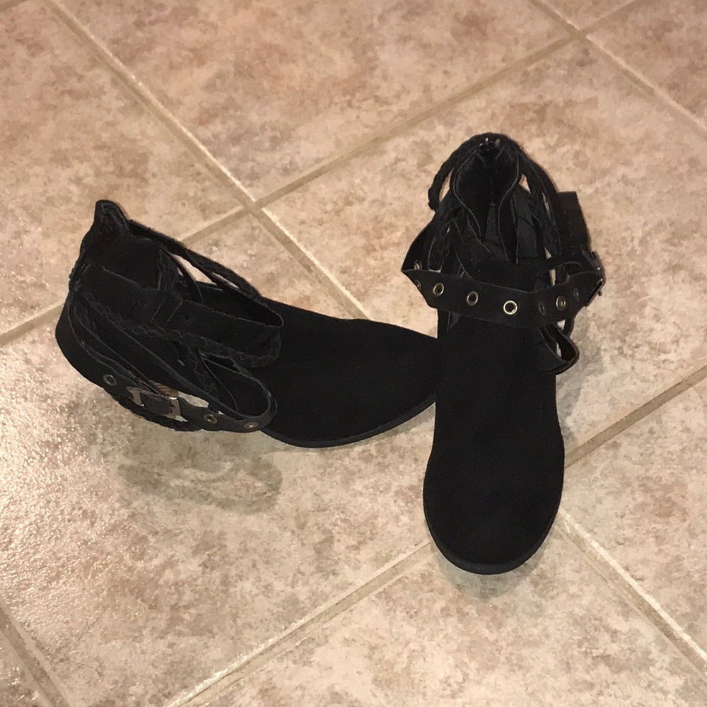 Black buckled booties